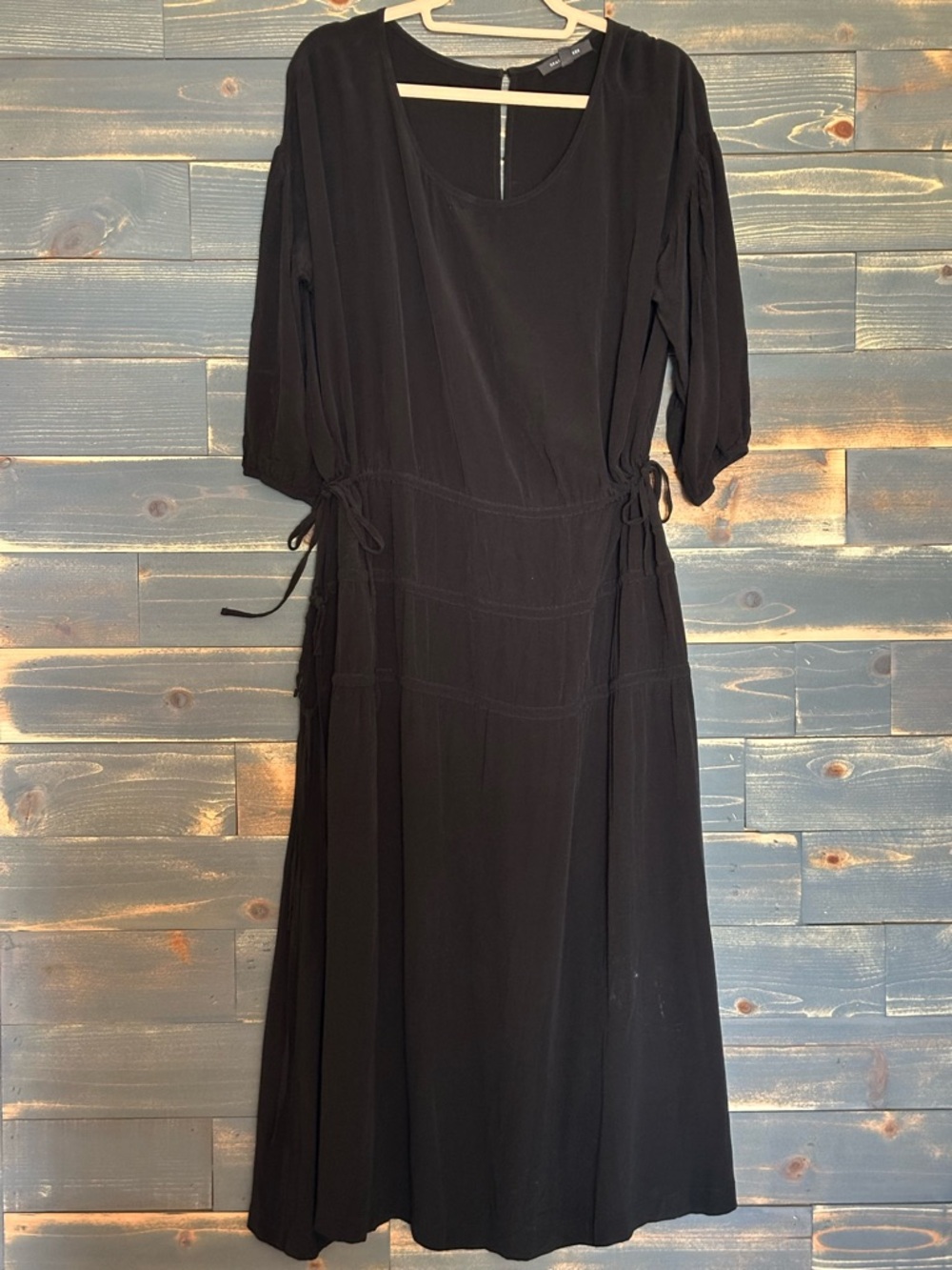 Elegant Black Maxi Dress with Side Tie Waist (has 3 ties to cinch)